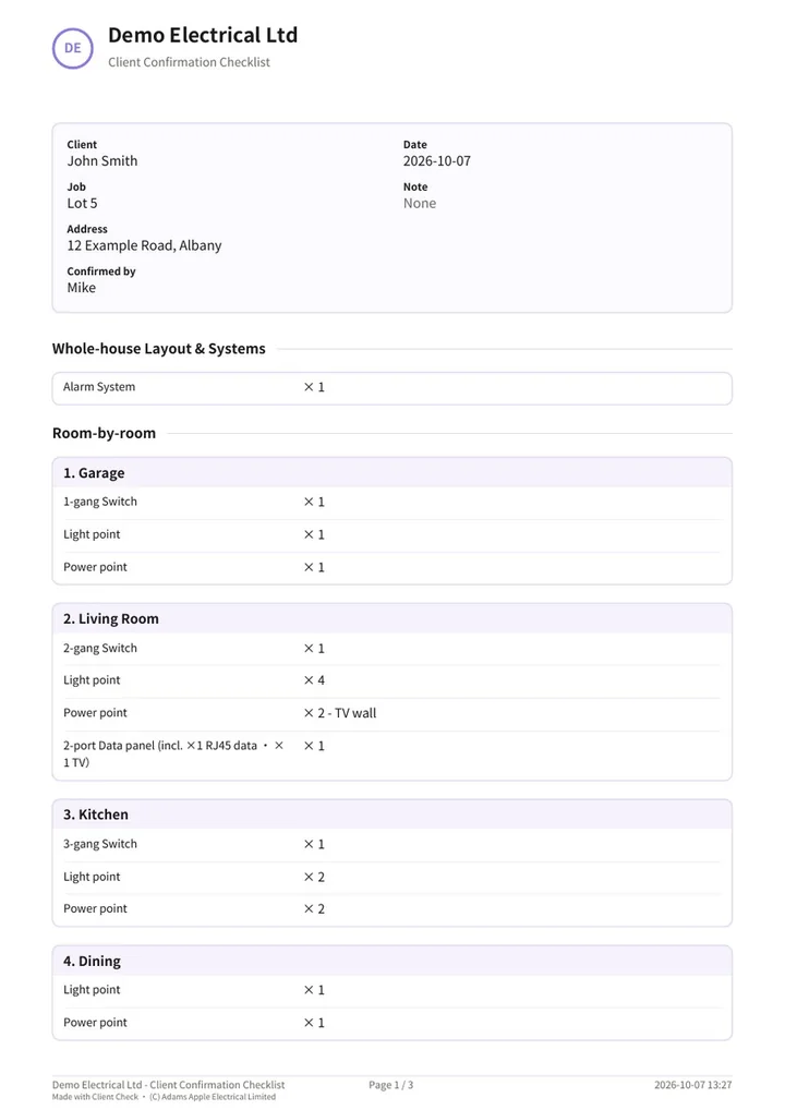Client confirmation form PDF